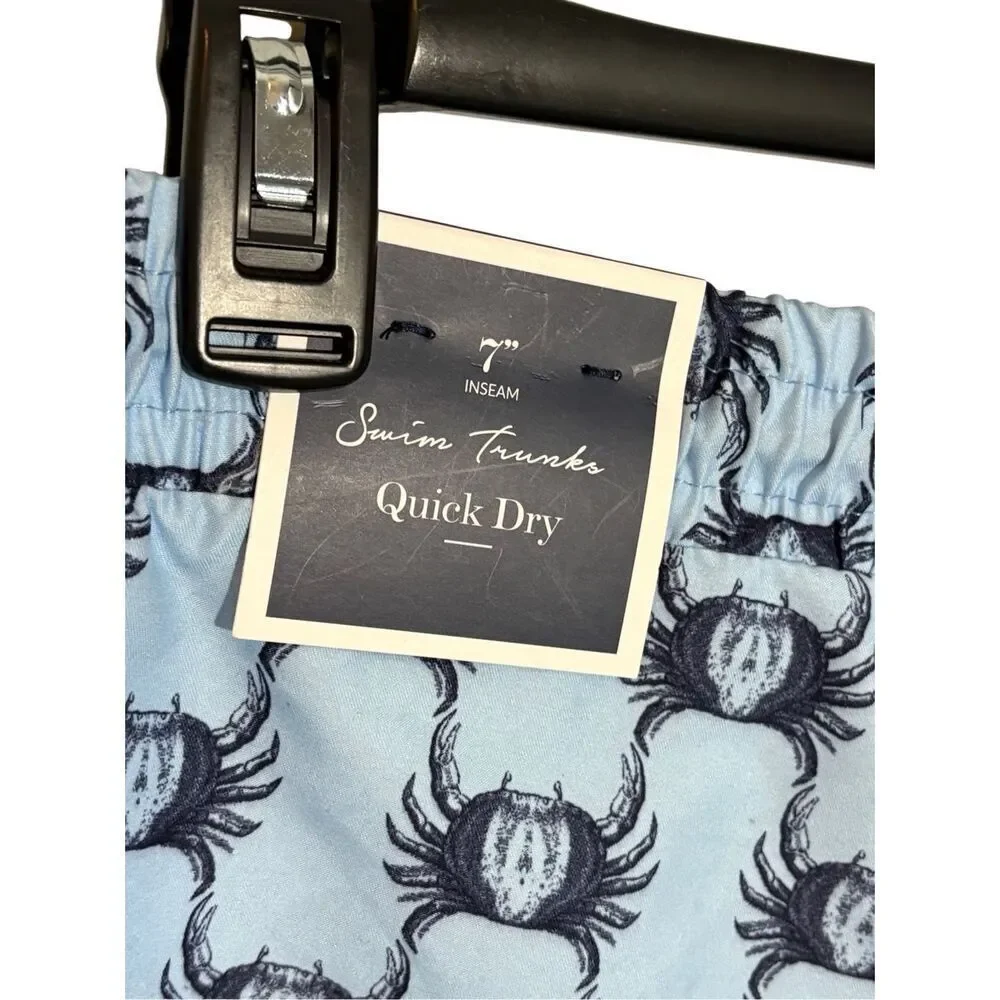 NWT Club Room crab toile printed light blue swim trunks - L